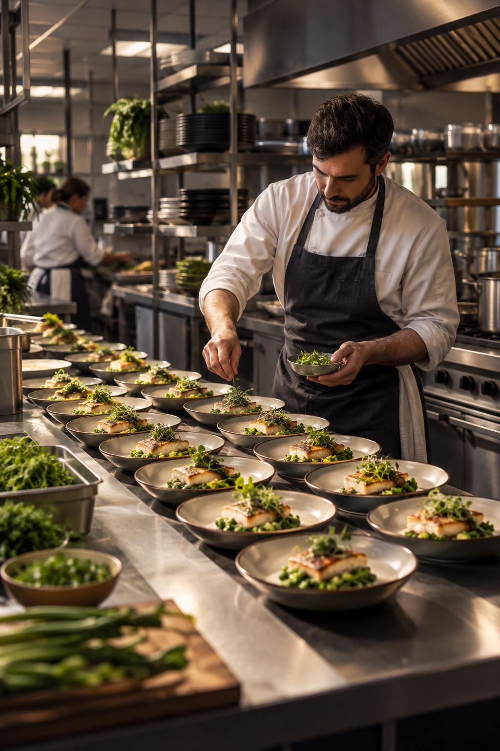 An efficient professional kitchen production line